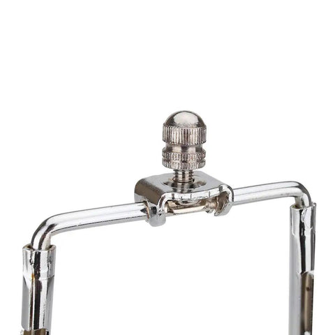 Close-up of Lamp Shade Harp Holder Kit for 7 to 10 Inch Lamps with Three Eighths UNO Fitter and tall silver bracket support.