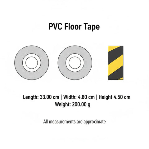 Top Shelf Yellow Floor Marker Tape With Hell Yeah Adhesion For Concrete And Epoxy Surfaces, shown in rolls with dimensions.