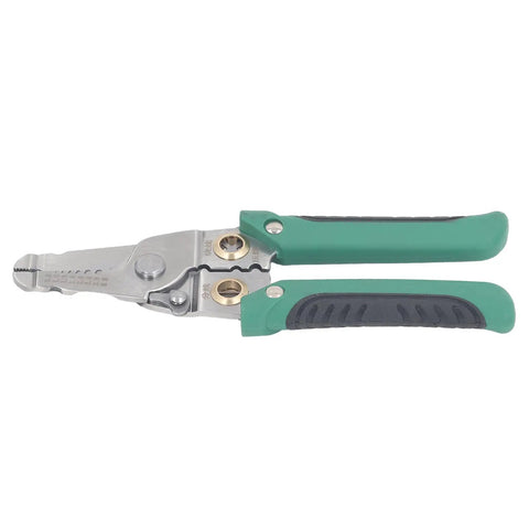 No Sweat Heavy Duty Spring Loaded Wire Stripper Multifunctional Terminal Crimping Tool With Rugged Stainless Steel Construction for electricians.