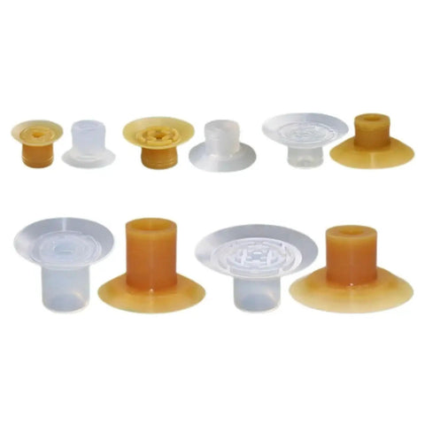 Heavy Duty Silicone Vacuum Suction Cups For Industrial Robot Arms shown in various sizes, suitable for lifting smooth materials.