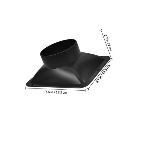 SOIMISS Plastic Easy Install Adapter With Square Bottom Vent For Dust Collection And HVAC Exhaust Systems, 7.6in, black material.