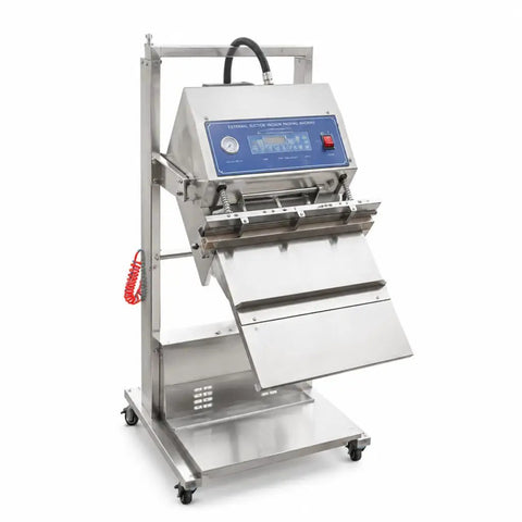 Big Time Vertical Pneumatic Vacuum Sealer With Wide 600mm Stainless Steel Sealing Bar And Rolling Cart for efficient food prepping
