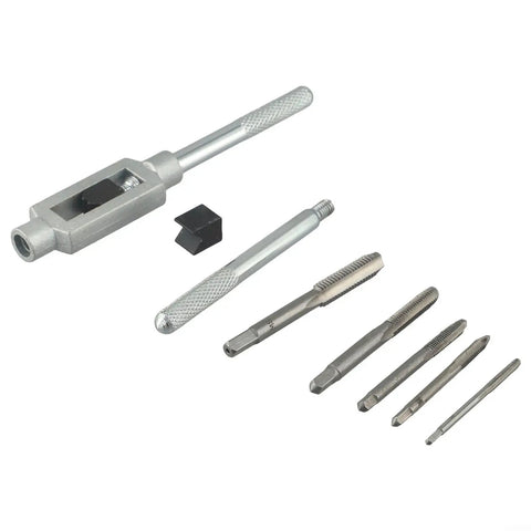 Bearing Steel Tap Wrench Kit With Reversible Ratchet Handle For Creating M3 Internal Threads In Aluminum Or Iron Plates, six-piece set