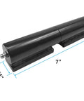 2-pack gate hinge set, 7-inch black steel barrel hinges with weld-on bases, 900 lb capacity