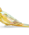 Yellow Jungle Beats Parakeet Lechee Crystal Figurine, Sparkling Collectible Bird Statue For Display with Swarovski accents.