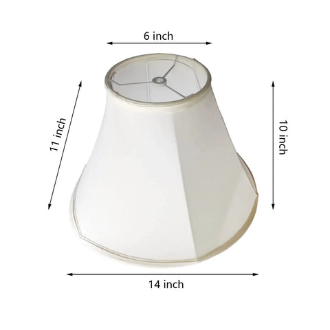 Double Lamp Shades Set of 2 Natural Linen 6x14x10 Inch Handcrafted Beige Lampshades on white background with measurements