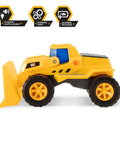Future Force Front Loader Toy With Lights And Sounds, Electro Power Audio, Next Gen Glow Effects Dope, yellow construction vehicle