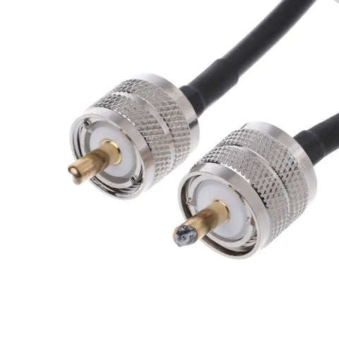 RF Coaxial Cable Connector UHF PL259 Male To PL259 Male RG58 Pigtail Cable 50cm close-up of connectors
