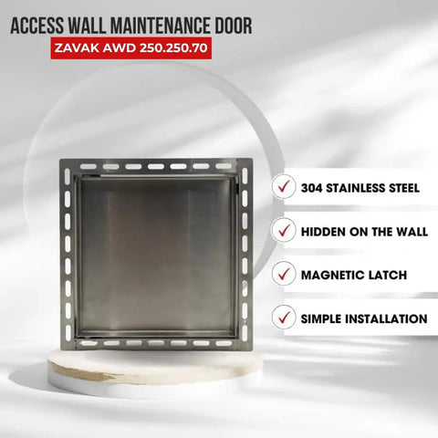 Tough As Nails 9 8 Inch Square Access Panel With Tile Ready Cover And Snug Magnetic Latch No Sweat Diy Install For Hidden Utility Passages Heavy Duty Steel Build in brushed 304 stainless steel.