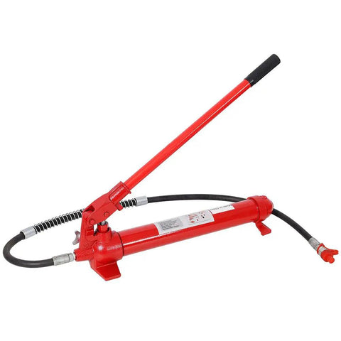 Aynuma One Ton Hydraulic Porta Power Kit, heavy duty ram jack with pump for auto body repair, red hydraulic cylinder with handle.