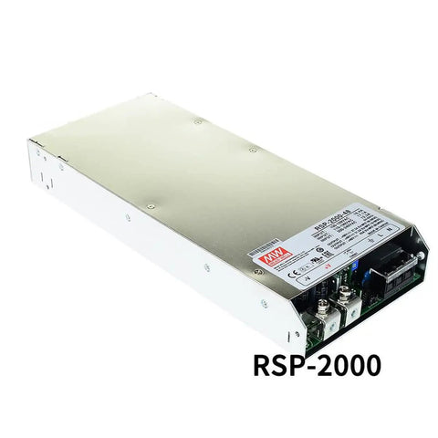 RSP-2000 Series Beast 1920W 24V DC Single Output Embedded Switch Mode Power Supply With 80A Output, Adjustable Current, Remote Sense, On Off Control, Active PFC, Short Circuit Overload Overvoltage Overtemperature Protection, Green Low Profile metal 1U unit