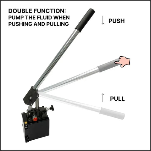 Grease Monkey Approved Heavy Duty Single Acting Hydraulic Hand Pump With Quick Release Knob Tough Cast Iron Frame And Chrome Rod Rated For 1300 PSI Pressures Includes 22 Inch Handle Wall Mount