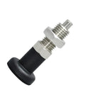 The Real Deal Stainless Steel Self Locking Knob Plunger With Spring Return Indexing Pin And Fine Thread Screw, compact design, M12 size.