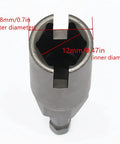 4 Piece Heavy Duty Wing Nut Socket Set With Quarter Inch Hex Shank Power Driver showing a gray steel wing nut socket with measurements.