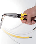 Hand using Beefy 8 Inch Needle Nose Pliers With Extended Handles For Extra Reach And Leverage Induction Hardened Cutting Edges