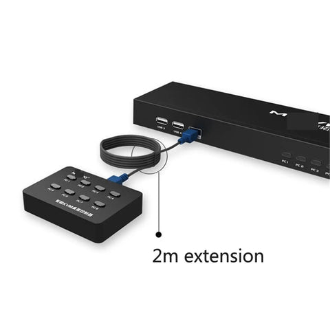 8 Port KVM Switch VGA USB Connectivity Rack Mount Console Manual Override Wired Remote Extender with 2m extension cable