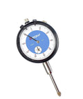 Dasqua dial indicator gauge with blue center, 0-1 range, chrome probe for automotive use