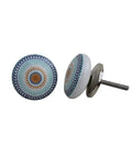 Close-up of 100 Piece Multicolor Ceramic Drawer Knobs with patterned design for kitchen furniture hardware and decor.