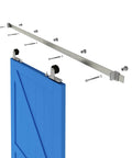 Brushed Nickel Sliding Barn Door Hardware Kit With Flat Track And Top Mounted Rollers, 6.6Ft Rail installation view
