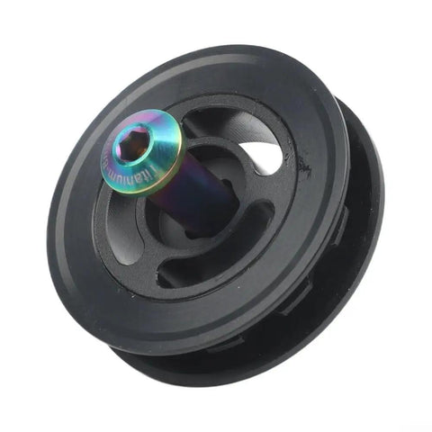 Upgrade Your Brompton Folding Bike With This Epic Nylon Chain Tensioner Pulley Wheel Featuring A Durable TC4 Titanium Bolt And Smooth Ride Performance For 8mm Or 10mm Inner Diameter Rear Setup Options, black pulley wheel