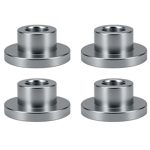 Solid Handlebar Riser Bushings For Harley Touring Softail Dyna Sportster Eliminates Handlebar Flex With Heavy Duty Steel Mounts Chrome 4 Pack, four chrome steel bushings