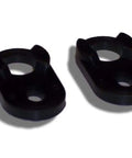 Two Pack Refrigerator Door Hinge Cam Riser Replacement Part AP2058495 PS297995 Easy Install Durable Plastic Lifters For Smooth Quiet Door Operation And Reliable Alignment, shown in black plastic with two hole design.