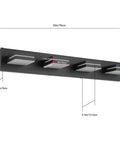 4-Light Matte Black LED Vanity Light Fixtures for Bathroom, 30 Inch Wall Mount Over Mirror, Acrylic Frosted Shade, dimensions.