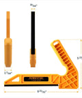Super Slick L-Shape Table Saw Push Stick With Ergonomic Grip Heavy Duty Woodworking Safety Guard For Router Tables And Jointers, showing dimensions and design.