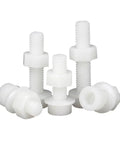 White Nylon Hex Socket Head Cap Screws And Nuts Kit With Washers Built To Last For Indoor Outdoor Use Insulated Cup Allen Bolts Premium SS304 Stainless Steel Hardware Easy To Tighten And Adjust Includes Nuts And Washers. White nylon hex socket screws with nuts and washers, assorted sizes.