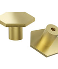 Brushed Gold Hexagon Cabinet Knobs And Drawer Pulls, 12 Pack, 1-1/3 Inch, solid brass finish with threaded holes