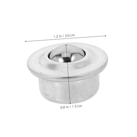 Close-up of a single unit from the 12 Pack Mounted Ball Bearing Transfer Casters Silver Steel Caster Wheels for furniture.