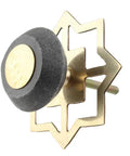 20 Piece Round Stone Grey Cabinet Knob Set For Dresser And Drawer Handles That Upgrades Your Cabinets With Durable Rust Resistant Hardware Stylish Decorative Hardware And Easy Install Bolts Included, featuring a grey knob with brass accent.