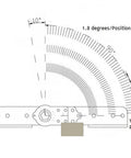 Diagram of two-piece folding low noise ratchet sofa hinges with galvanized steel armrests, showing angle measurements.
