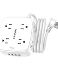 Heavy Duty Surge Protector Power Strip With Six Foot Cord And Eight Wide Outlets Plus Four Fast Charge Usb Ports on a white background.