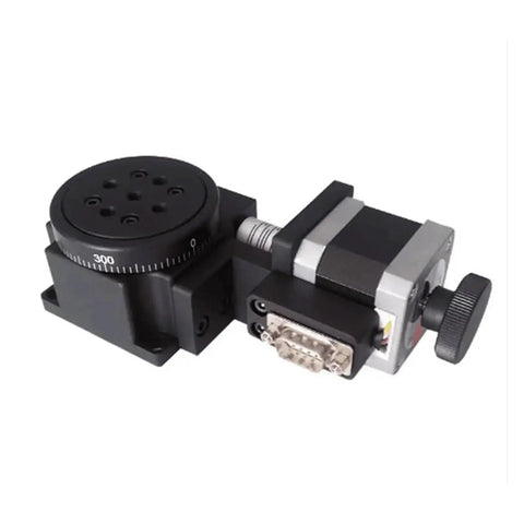 Compact Motorized Rotary Positioning Stage With Precision Electric Rotary Table For Optical Alignment in black metal