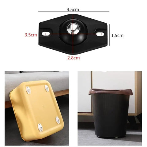 Heavy Duty Self Adhesive Furniture Casters With Stainless Steel Swivel Rollers and 360 Degree Glide Wheels attached to storage bins.