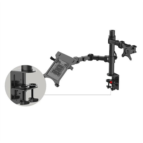 Heavy Duty Dual Monitor Arm Stand With Full Motion Height Adjustable Desk Mount for 10 to 27 Inch screens showcasing adjustable arm features.