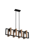 35.4 Inch Kitchen Island Lighting Dope Four Light Farmhouse Chandelier in black with wood and matte black metal finish.