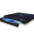 External Blu Ray Drive With BDXL Support, USB 2.0, Black, Compact No Fuss Plug And Play Optical Drive For PC And Laptop, Read And Write Blu Ray Discs And Data DVDs Burn, open tray with disc