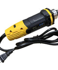Workhorse 500W Rotary Tool Kit With Six Step Speed Control Up To 31000 RPM Electric Mini Die Grinder and Carving Set, yellow and black tool with cord.