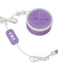 Portable Mini Washing Machine USB Powered Compact Clothes Washer Adjustable Timer in purple with USB cord and control panel.