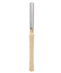 Side view of 22mm HSS roughing gouge lathe chisel with wooden handle and brass ferrule