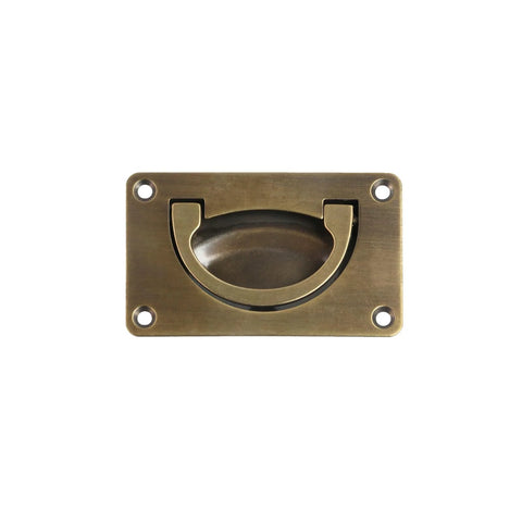 Boat Hatch Flush Ring Pull Handle Set 4 Pieces With Screws Bronze Recessed Lift Handles For Cabin Hatch Indoor Outdoor Use Corrosion Resistant Marine Hardware image of a single bronze handle.