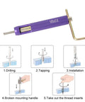 Diagram showing 50Pcs Stainless Steel Thread Repair Kit With Helicoil Style Inserts for M5 x 2D in use on light metals.