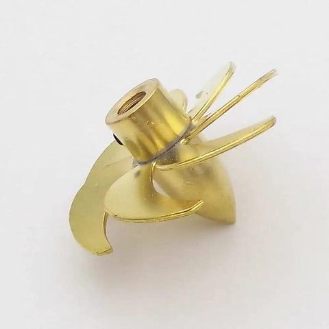 Copper 7 Blade RC Boat Propeller M4 28mm Right Hand Shaft For Submarines And Scale Marine Models, angled close-up view