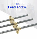 Premium T5 Miniature Lead Screw Rock Hard 304 Stainless Steel Design Dead Nuts Accurate 5mm Diameter Trapezoidal Thread for 3D printers