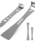 Two-Piece Pry Bar Set With Stainless Steel Flat Pry Bars And Hex Driver Function, showcasing 6-11/16 and 9-1/2 inch sizes with hex holes.