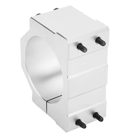 Built Different Aluminum Cnc Motor Clamping Bracket For 80 Millimeter Spindle Mount Base Plate with four mounting screws.