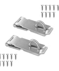Stainless Steel Door Hasp Latch 5 Inch Extra Thick Packlock Clasp Lock With Screws Brushed Finish 2 Pack showing hardware and screws