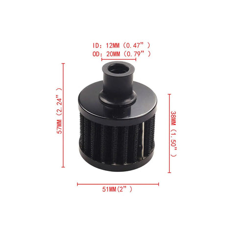 2 Pcs 12Mm Air Filter Kit With Main Jets Breather And Cold Air Intake Turbo Vent Cleaner For 212Cc GX160 GX200 Engines